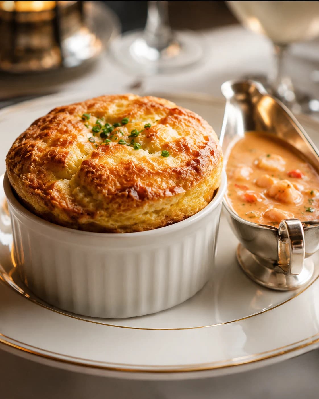 Blue crab soufflé West End, Sauce Cardinale